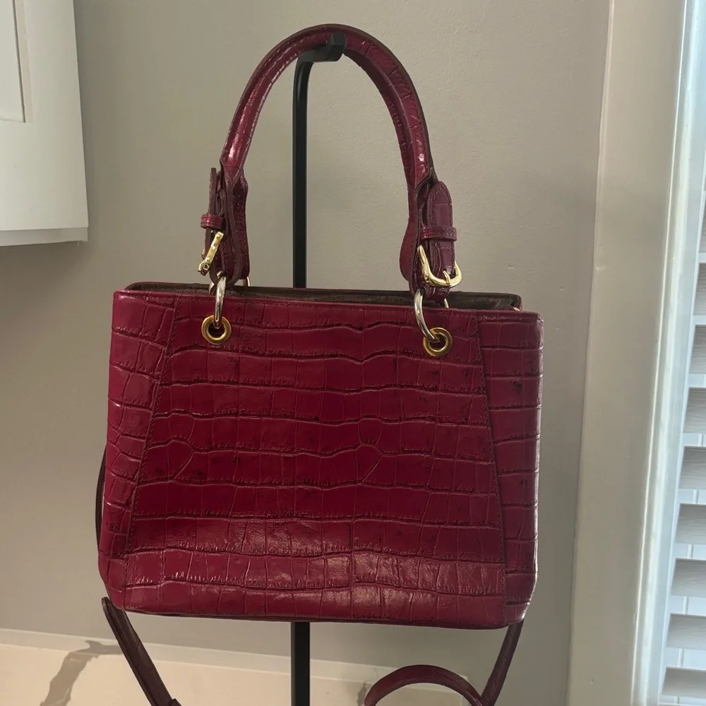Samantha Thavasa Red Croc-Embossed Satchel